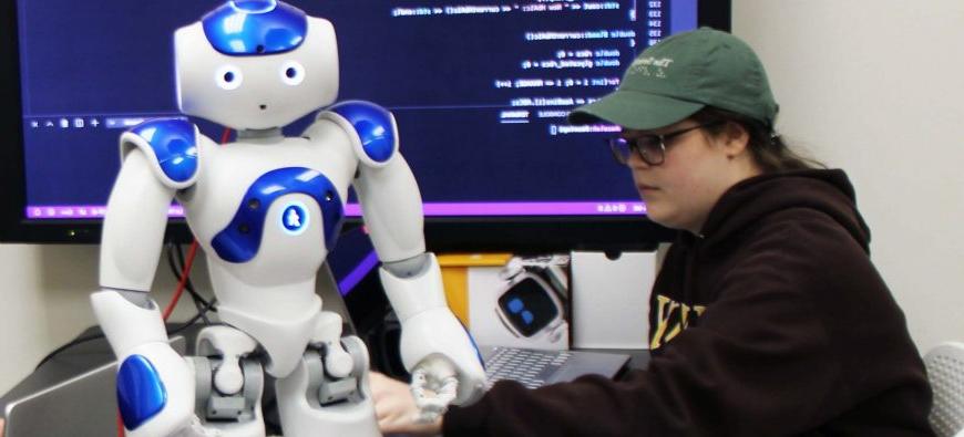 Student in the Robotics Lab